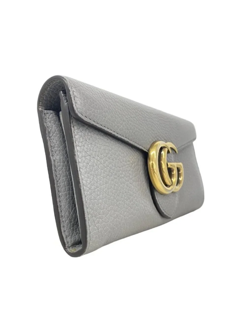 ★SOLD★ Gucci Wallet GG Marmont Leather Gray Gold - Picture 2 of 10
